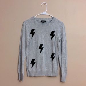 Express lightening bolt crew neck jacquard sweater